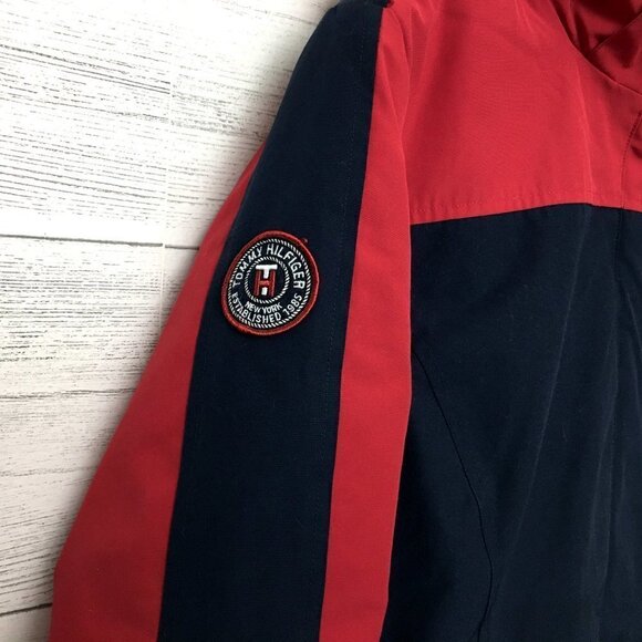 Tommy Hilfiger Women's Red Coat 3 in 1 All Weather System Jacket Hooded Logo L - Picture 9 of 13